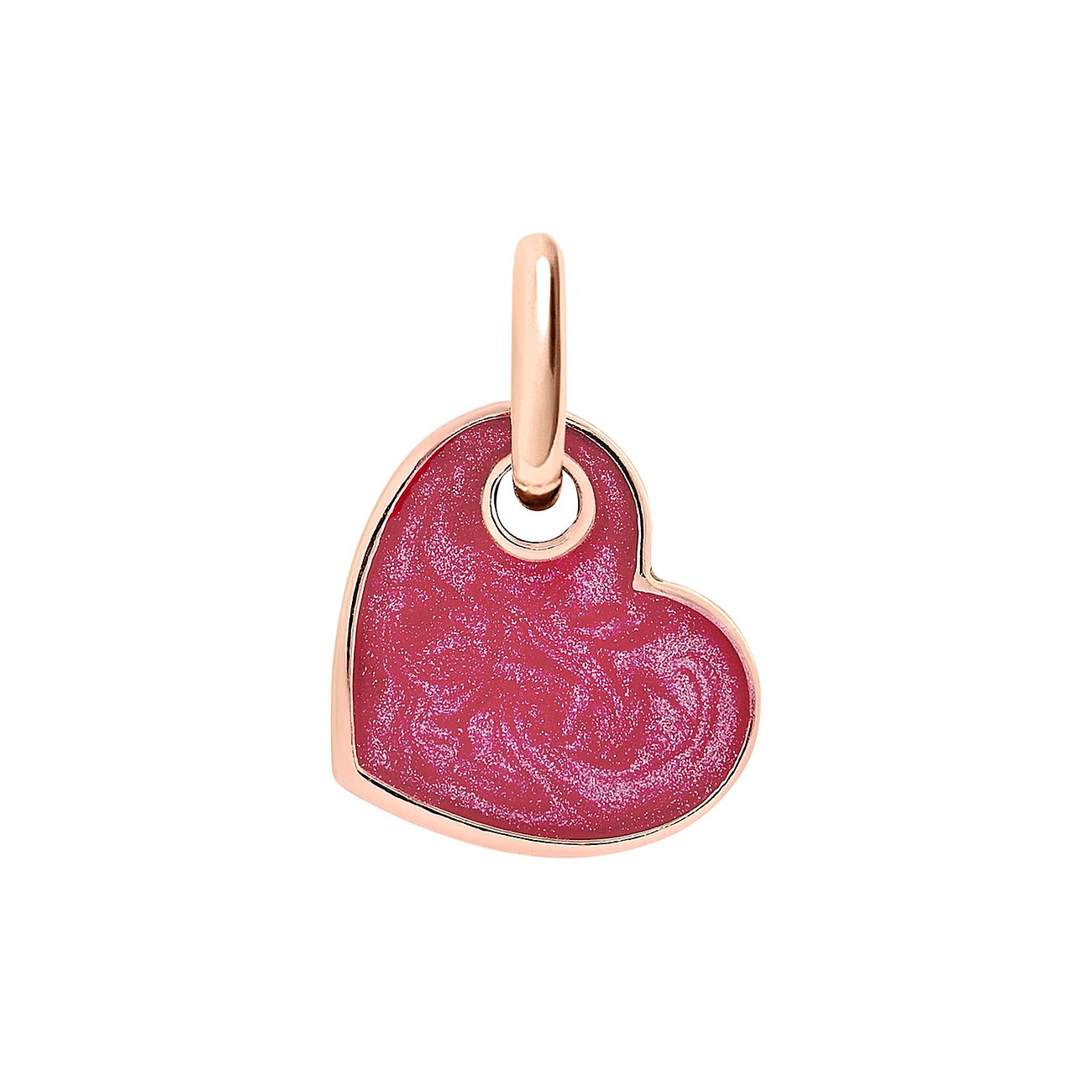 DoDo Anhänger aus Roségold 375 mit pinker Emaille und Glitzer.