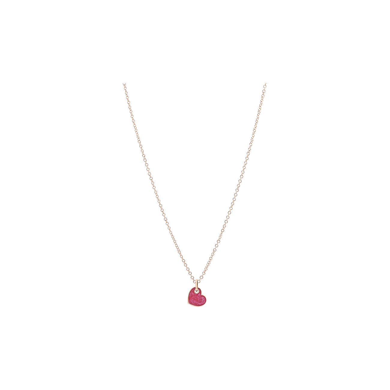 DoDo Anhänger aus 375 Roségold mit pinker Emaille, herzförmig.