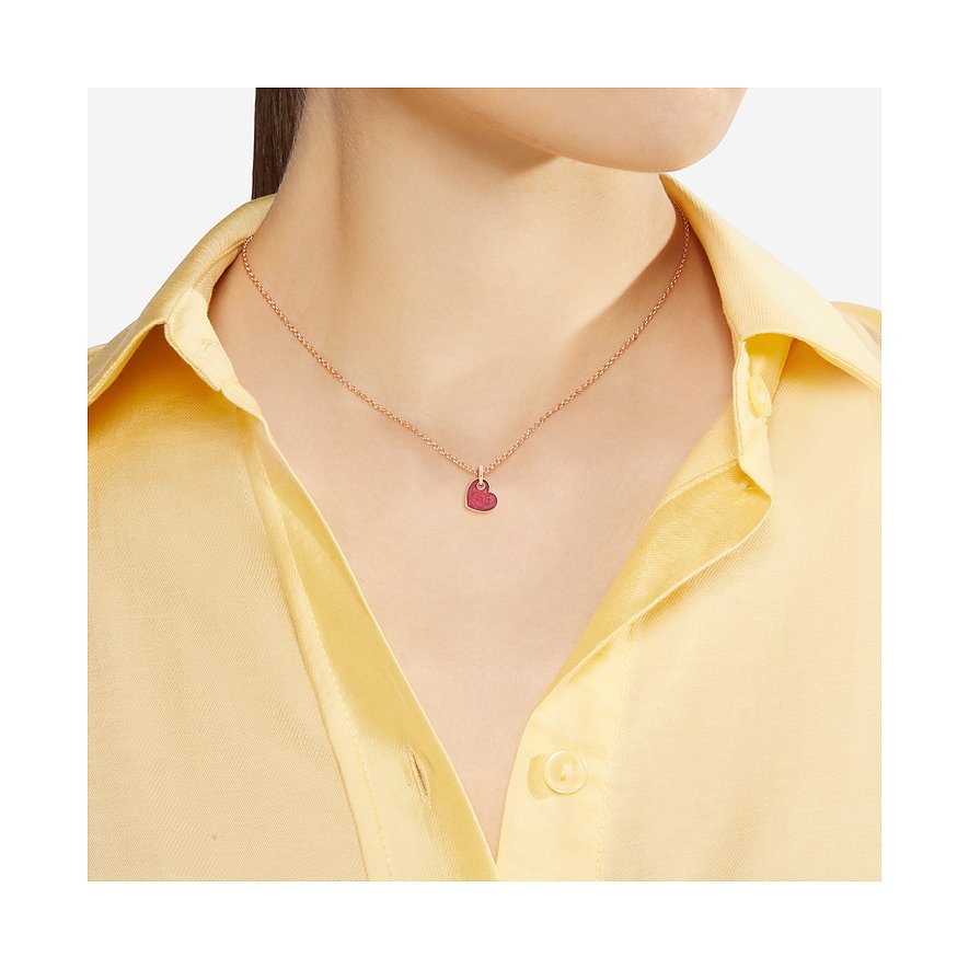 DoDo Anhänger aus 375 Roségold mit roter Emaille in Herzform.