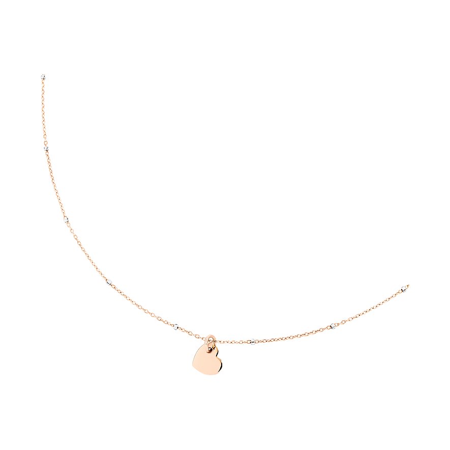 DoDo Halsketting van 375 roségoud met 375 witgoud, hartvormige hanger.