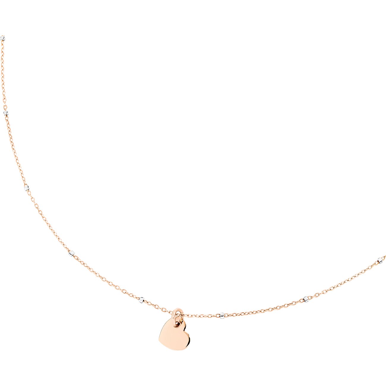 DoDo Halsketting van 375 roségoud met 375 witgoud, hartvormige hanger.