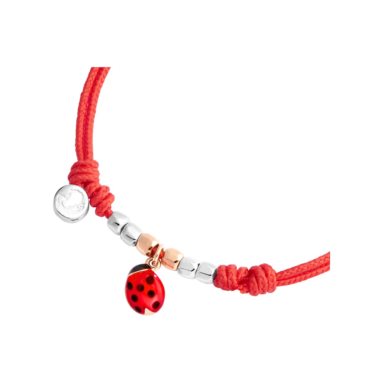 DoDo Armband aus 375 Roségold und 925 Silber mit Marienkäfer-Anhänger.