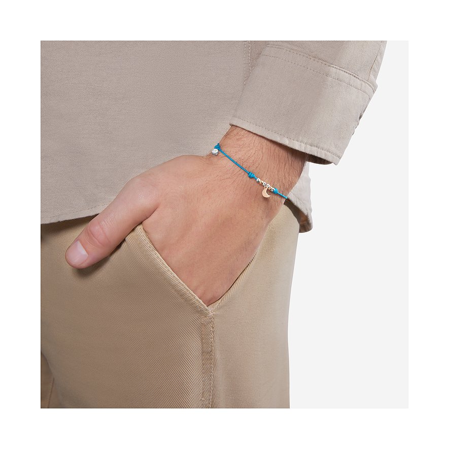 DoDo armband van 375 roségoud en 925 zilver met maanbedel en parels.