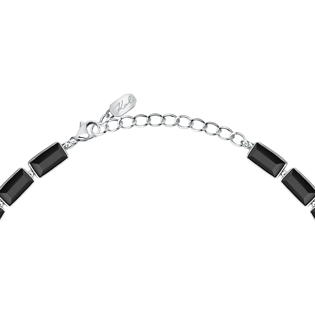 Karl Lagerfeld Halsschmuck aus Edelstahl mit schwarzen Kristallen.