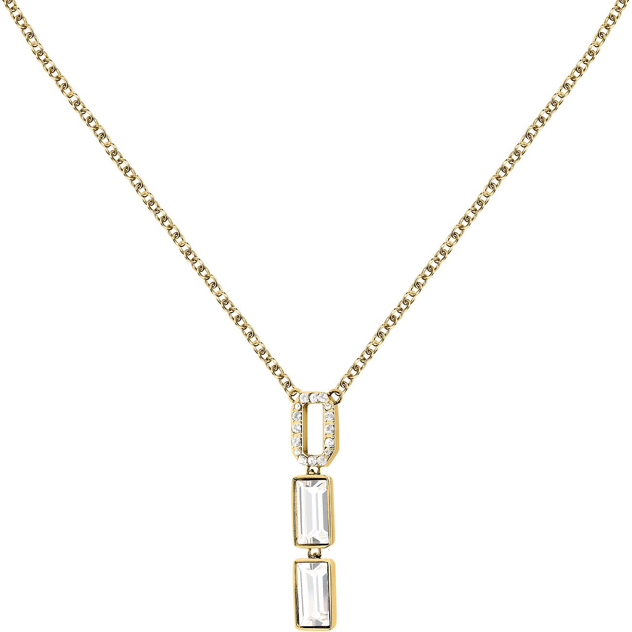 Karl Lagerfeld Kette aus Edelstahl mit Kristallen, goldfarben.