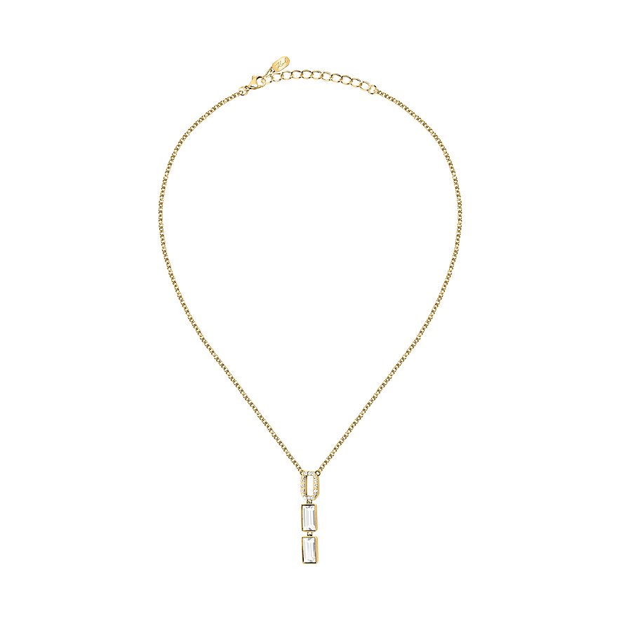 Karl Lagerfeld Halskette aus Edelstahl mit Kristallen, goldfarben.