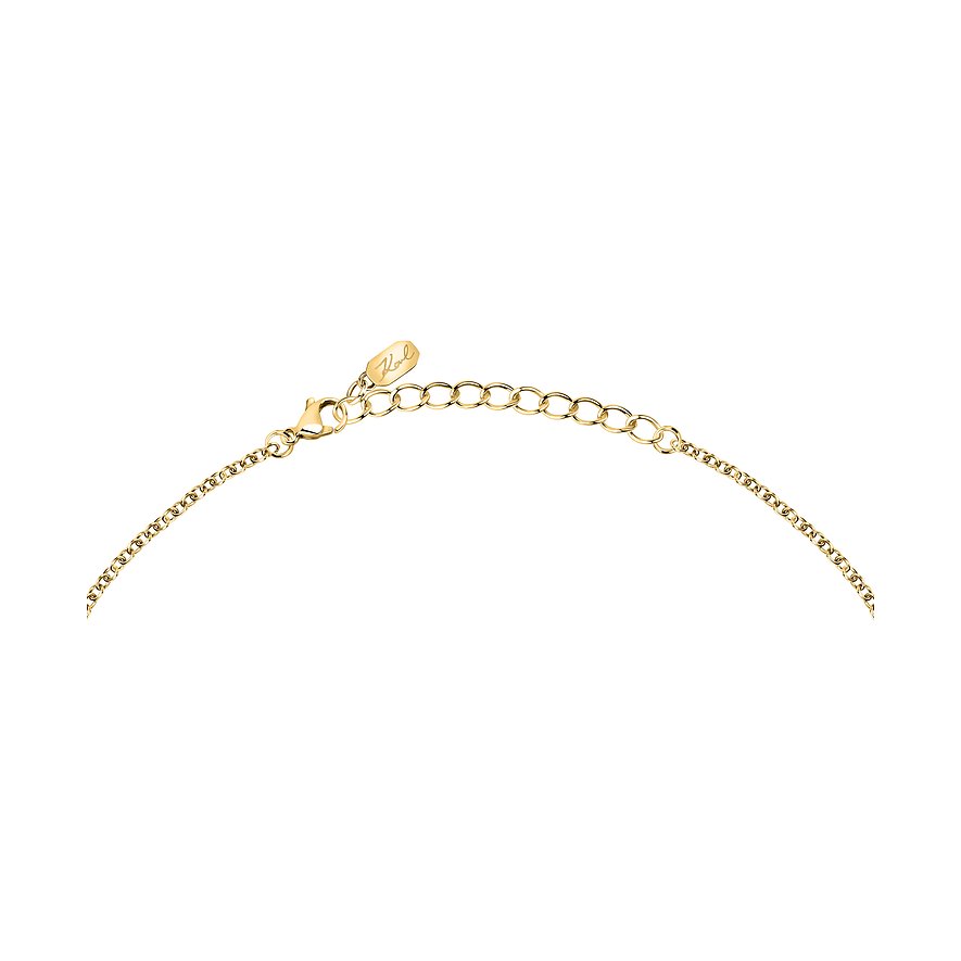Karl Lagerfeld Halsschmuck aus Edelstahl mit Kristallen, goldfarben.