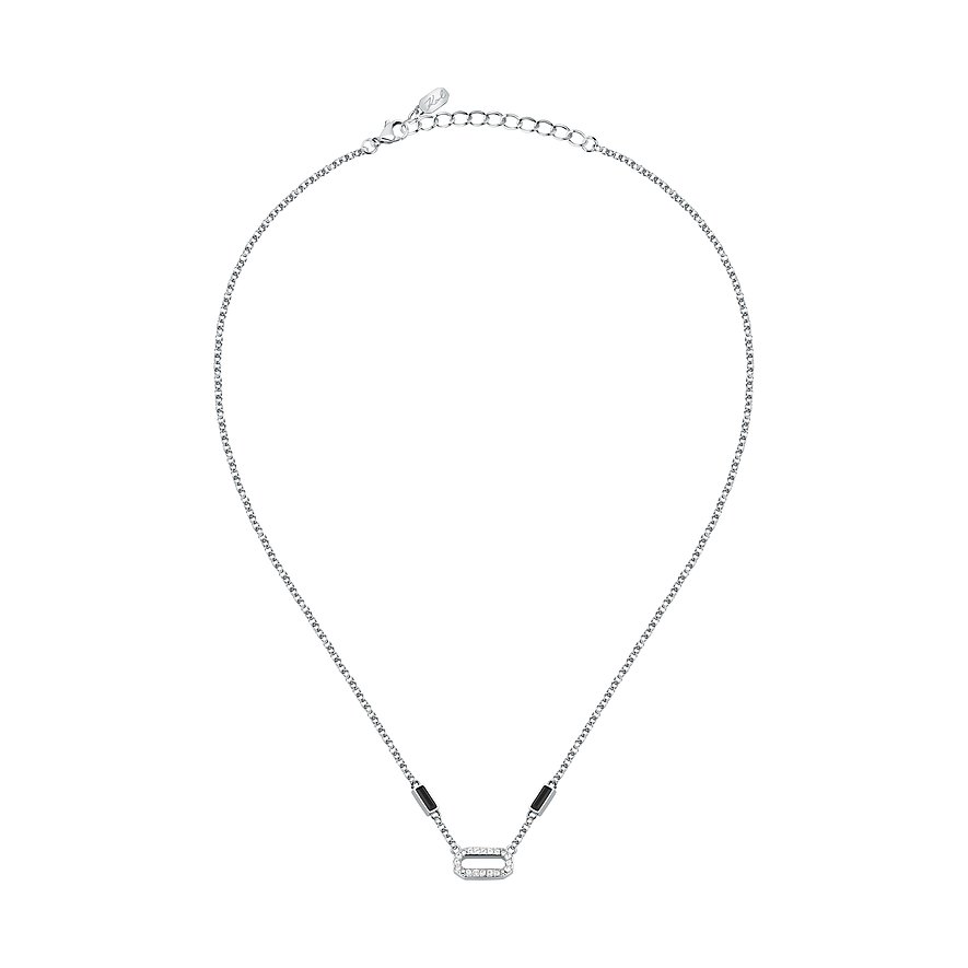 Karl Lagerfeld Halskette aus Edelstahl mit schwarzen Kristallen.