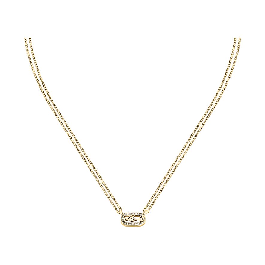 Karl Lagerfeld Kette, Kristall, Damen, Edelstahl, gelbgold