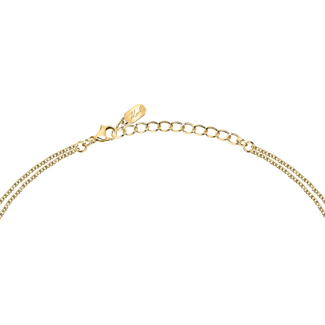 Karl Lagerfeld Kette aus Edelstahl mit Kristallen, goldfarben, mit Karabinerverschluss.