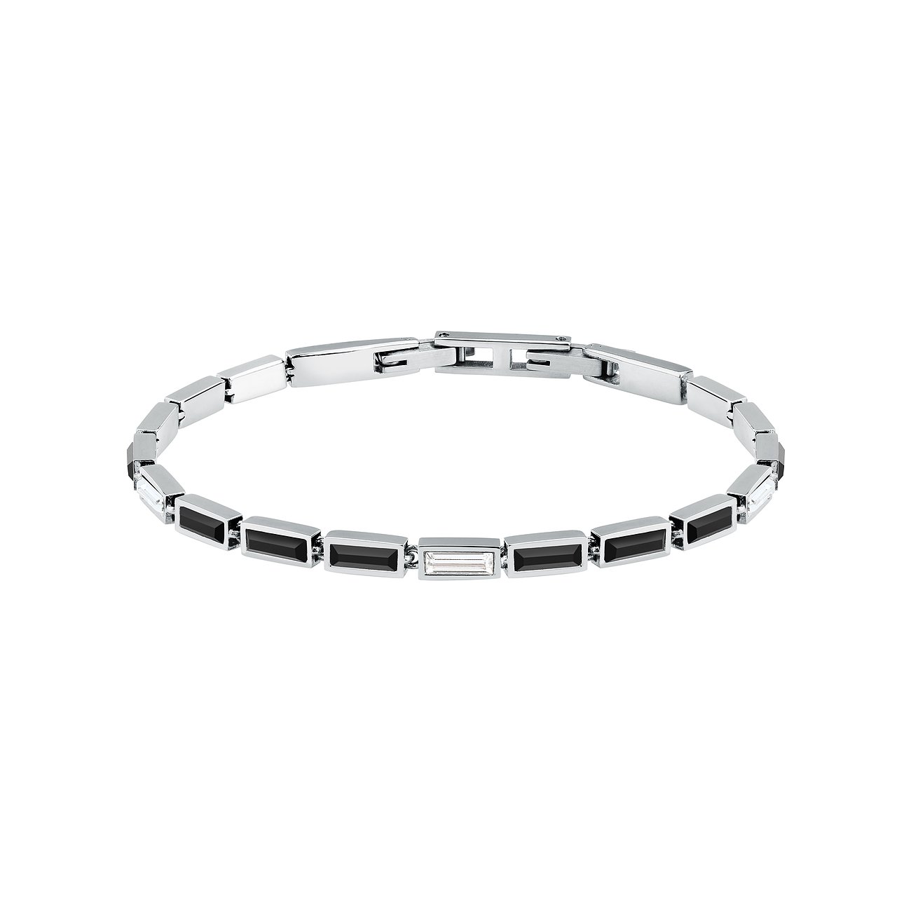 Karl Lagerfeld Armband aus Edelstahl mit schwarzen Kristallen und einem Stein.