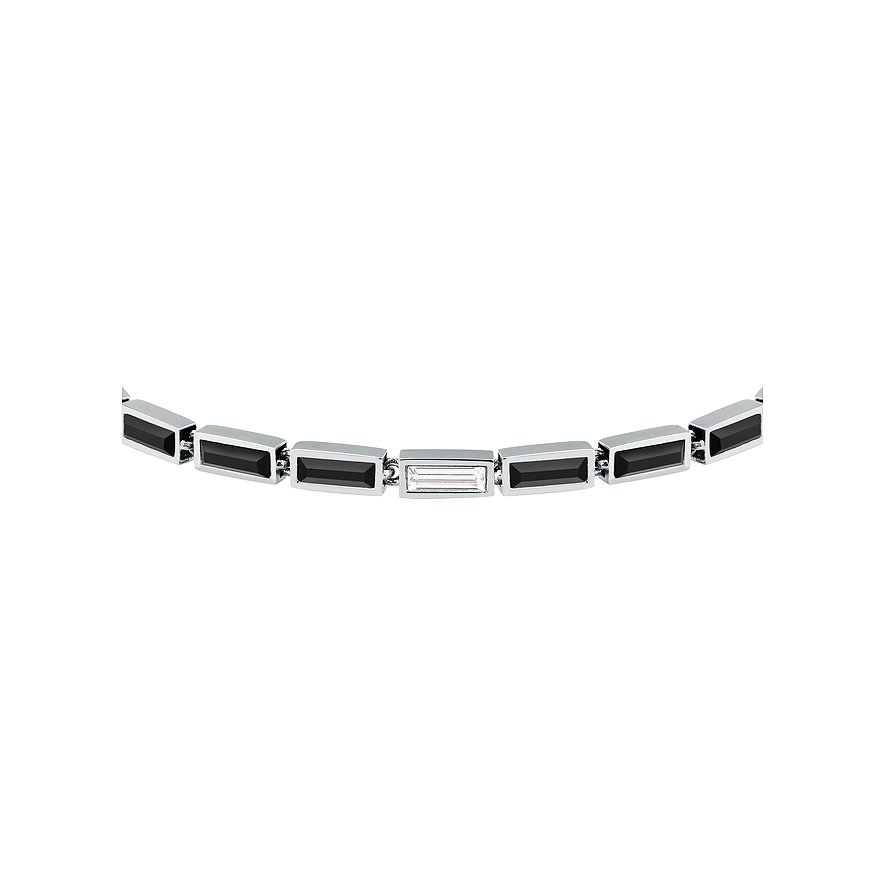 Karl Lagerfeld Armband aus Edelstahl mit schwarzen Kristallen und einem Kristall.