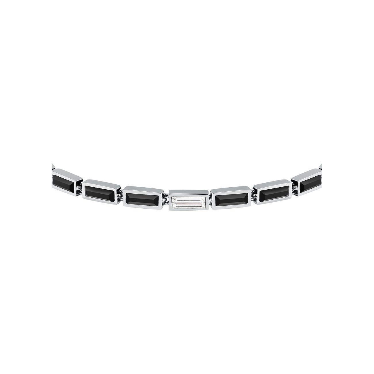 Karl Lagerfeld Armband aus Edelstahl mit schwarzen Kristallen und einem Kristall.