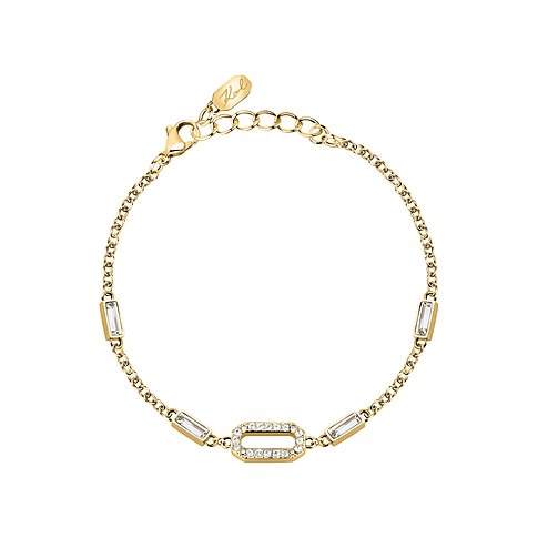 Bracelet Karl Lagerfeld en acier inoxydable avec cristaux, couleur or.