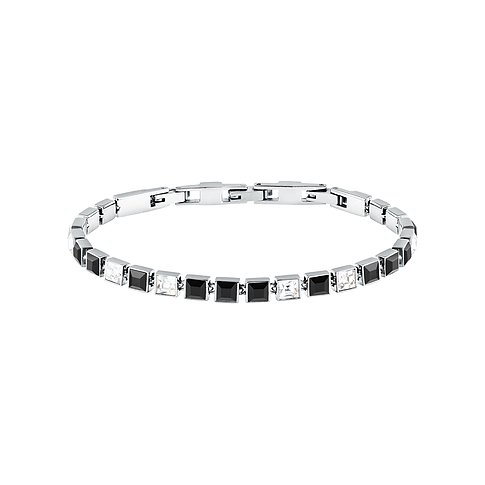 Karl Lagerfeld roestvrijstalen armband met zwarte en witte kristallen.