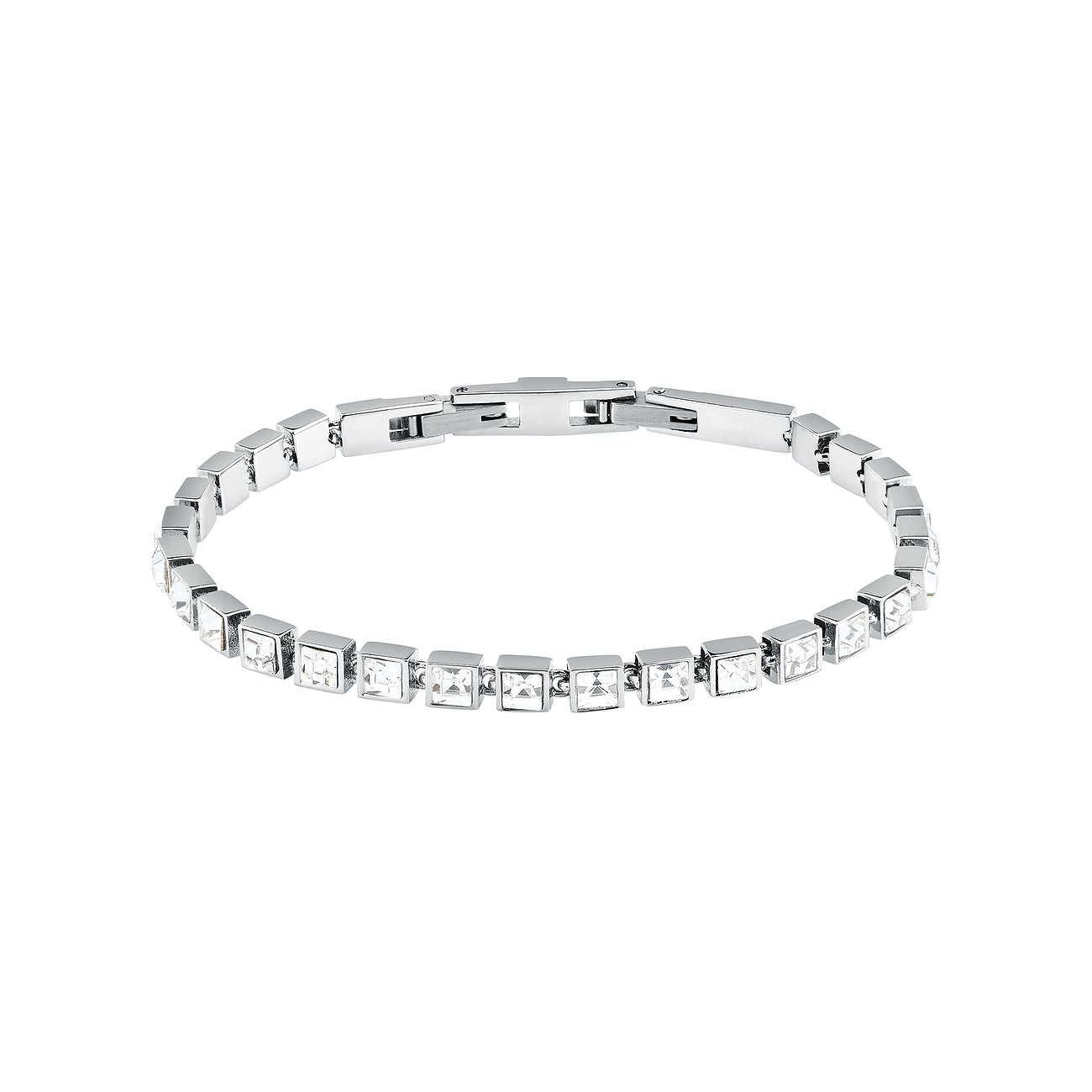 Karl Lagerfeld armbånd i rustfrit stål med krystaller, sølvfarvet.