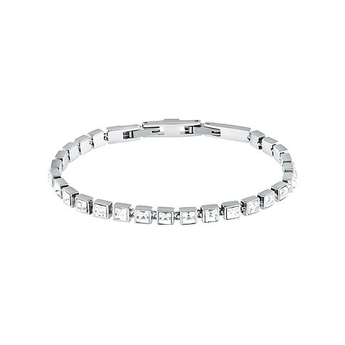 Bracelet Karl Lagerfeld en acier inoxydable avec cristaux, couleur argent.