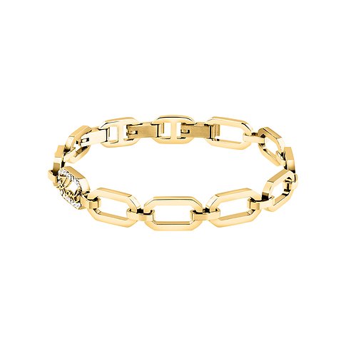 Karl Lagerfeld Armband aus Edelstahl mit Kristallen, Gliederdesign.