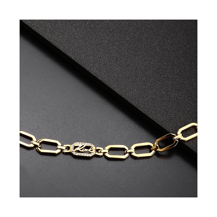 Karl Lagerfeld Armband aus Edelstahl mit Kristallen, goldfarben.