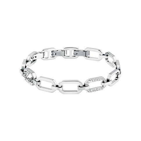 Karl Lagerfeld Armband aus Edelstahl mit Kristallen, Gliederdesign.