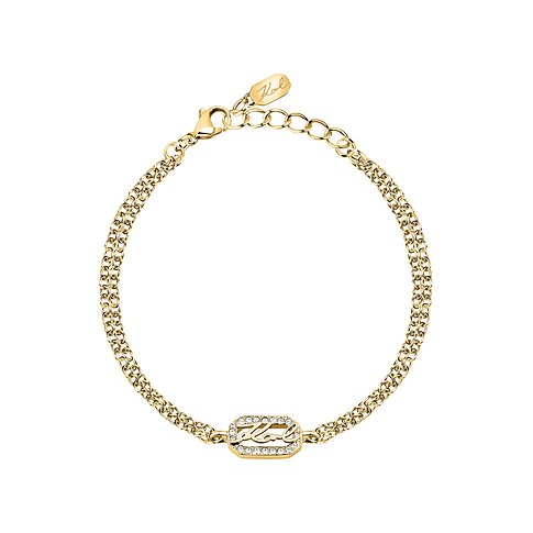 Bracelet Karl Lagerfeld en acier inoxydable avec cristaux, couleur or.