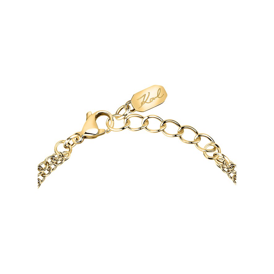 Karl Lagerfeld armbånd i rustfrit stål med krystaller, guldfarvet.