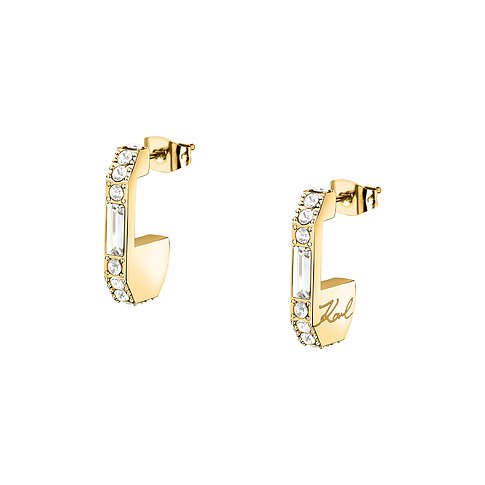 Karl Lagerfeld Ohrringe aus Edelstahl mit Kristallen, goldfarben.