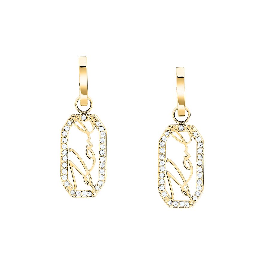 Karl Lagerfeld Ohrringe aus Edelstahl mit Kristallen, goldfarben.