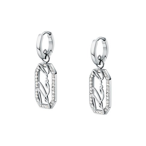 Karl Lagerfeld örhängen i rostfritt stål med kristaller, silverfärgad.