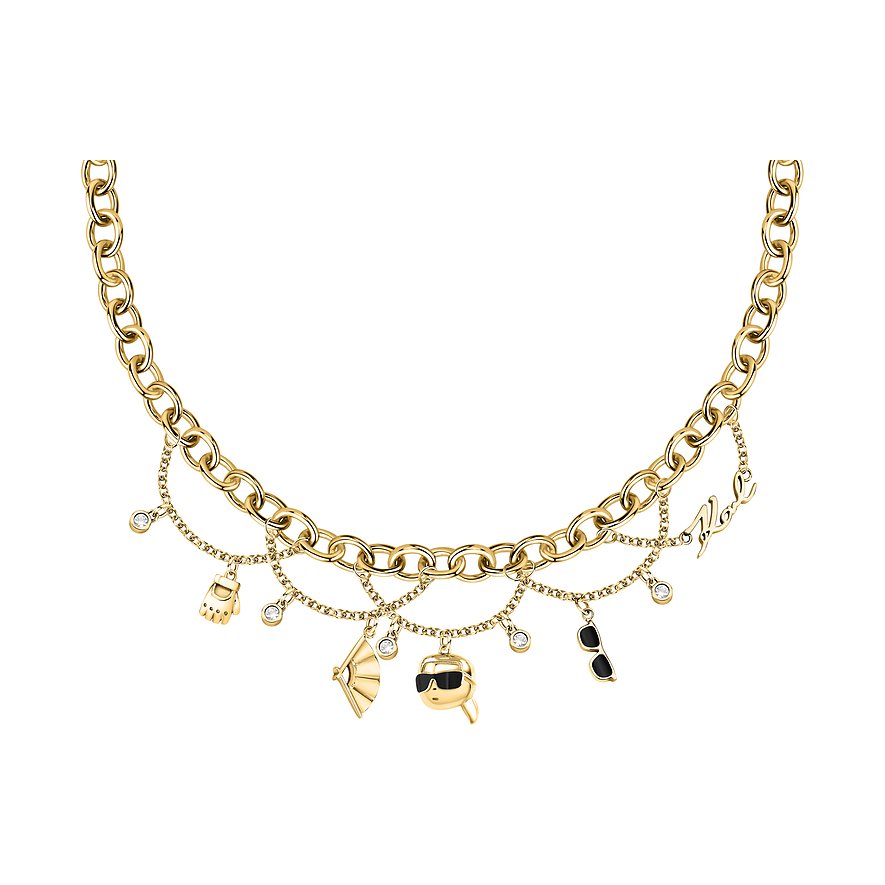 Karl Lagerfeld Kette, Kristall, Damen, Edelstahl, gelbgold