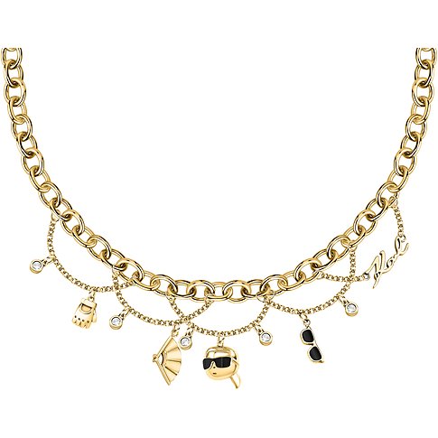 Karl Lagerfeld roestvrijstalen ketting met kristallen, hanger met zonnebril.
