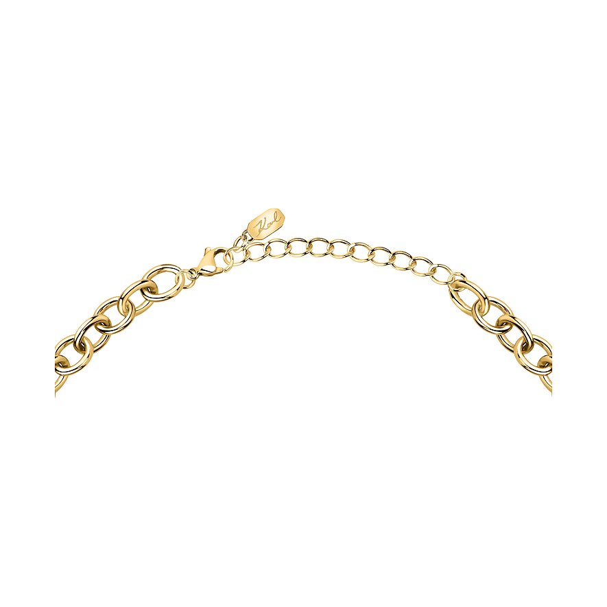 Karl Lagerfeld Halskette aus Edelstahl mit Kristallen, Gliederkette.