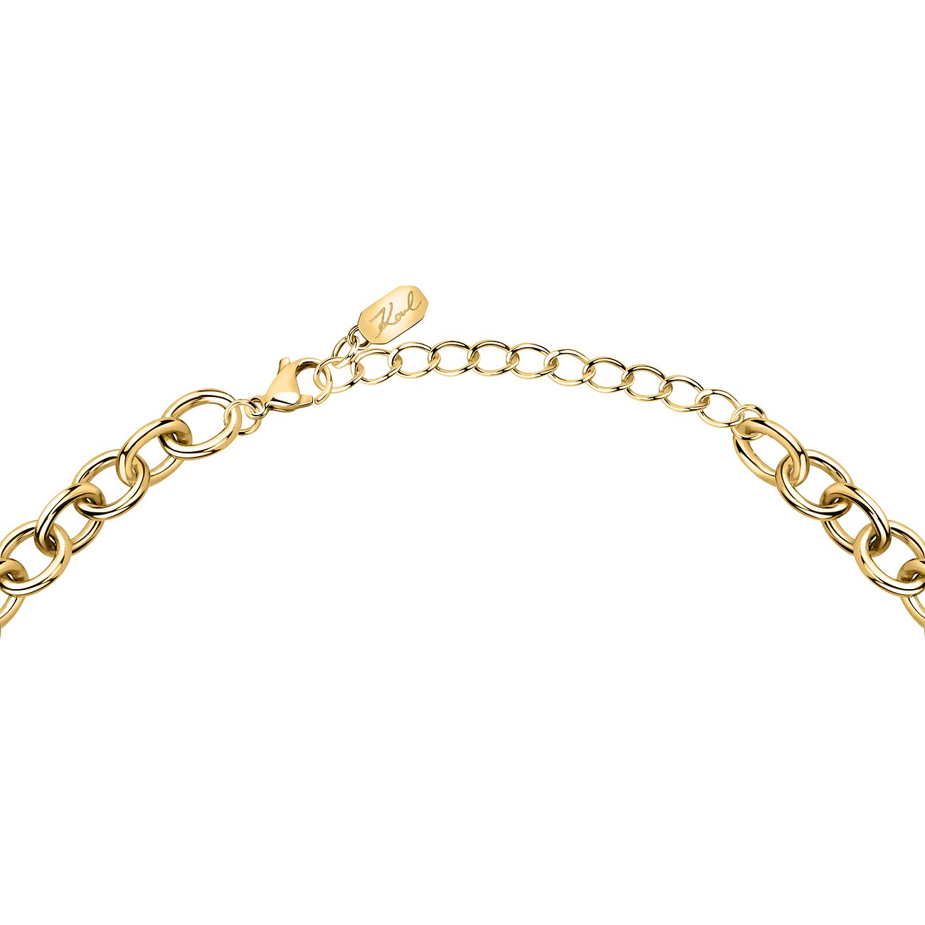 Karl Lagerfeld Halskette aus Edelstahl mit Kristallen, Gliederkette.