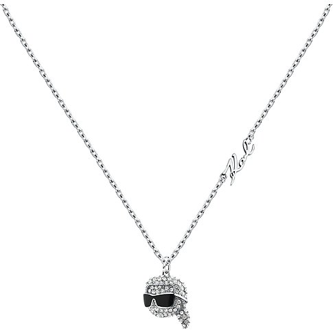 Karl Lagerfeld roestvrijstalen ketting met kristallen, zonnebril hanger.