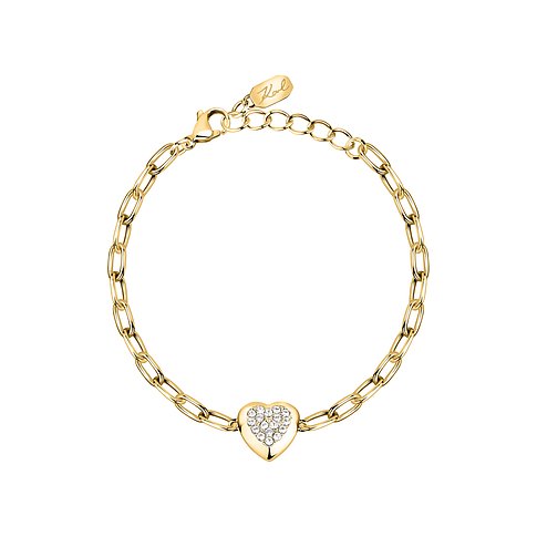 Karl Lagerfeld Armband aus Edelstahl mit Kristallen, Herz-Anhänger.