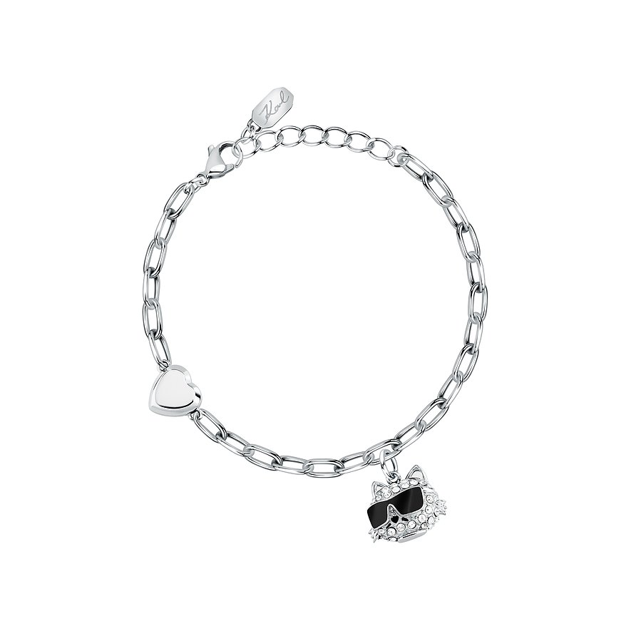 Karl Lagerfeld Armband, Kristall, Damen, Edelstahl, silber