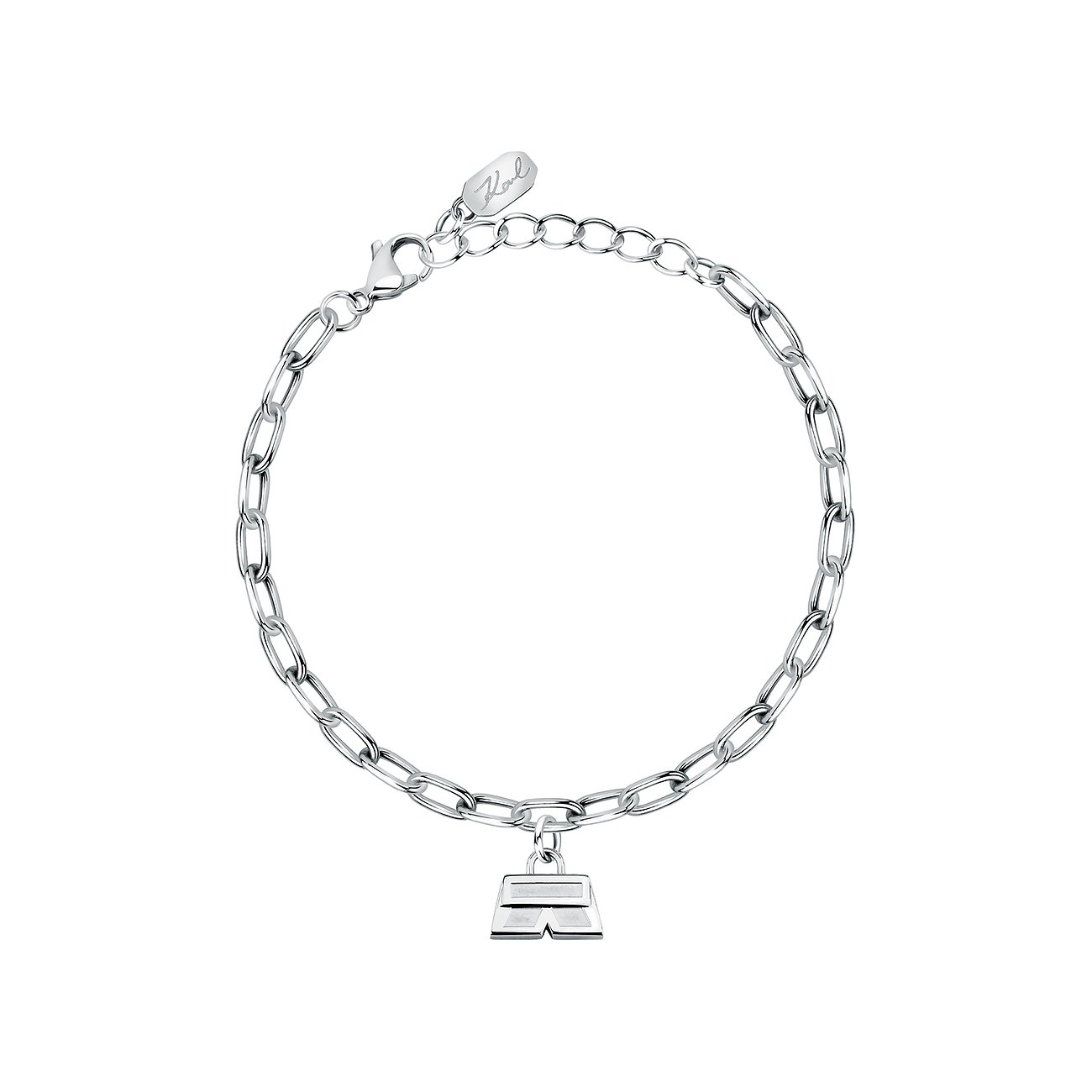Karl Lagerfeld Armband aus Edelstahl mit Logo-Anhänger.