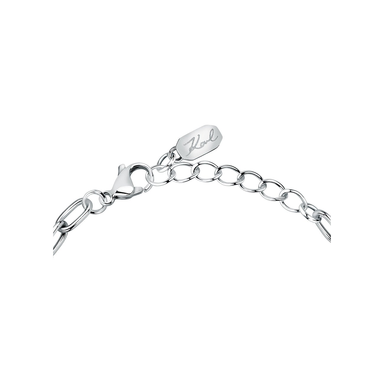 Karl Lagerfeld Armband aus Edelstahl mit Gliederkette und Karabinerverschluss.