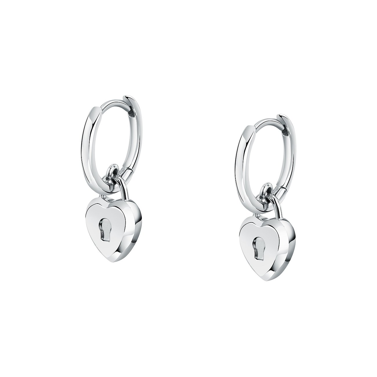 Karl Lagerfeld creoler med hjärthänge, rostfritt stål, med kristaller.