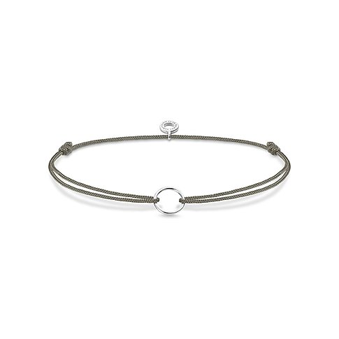 Thomas Sabo Armband aus 925er Silber mit Perlonband und rundem Anhänger.