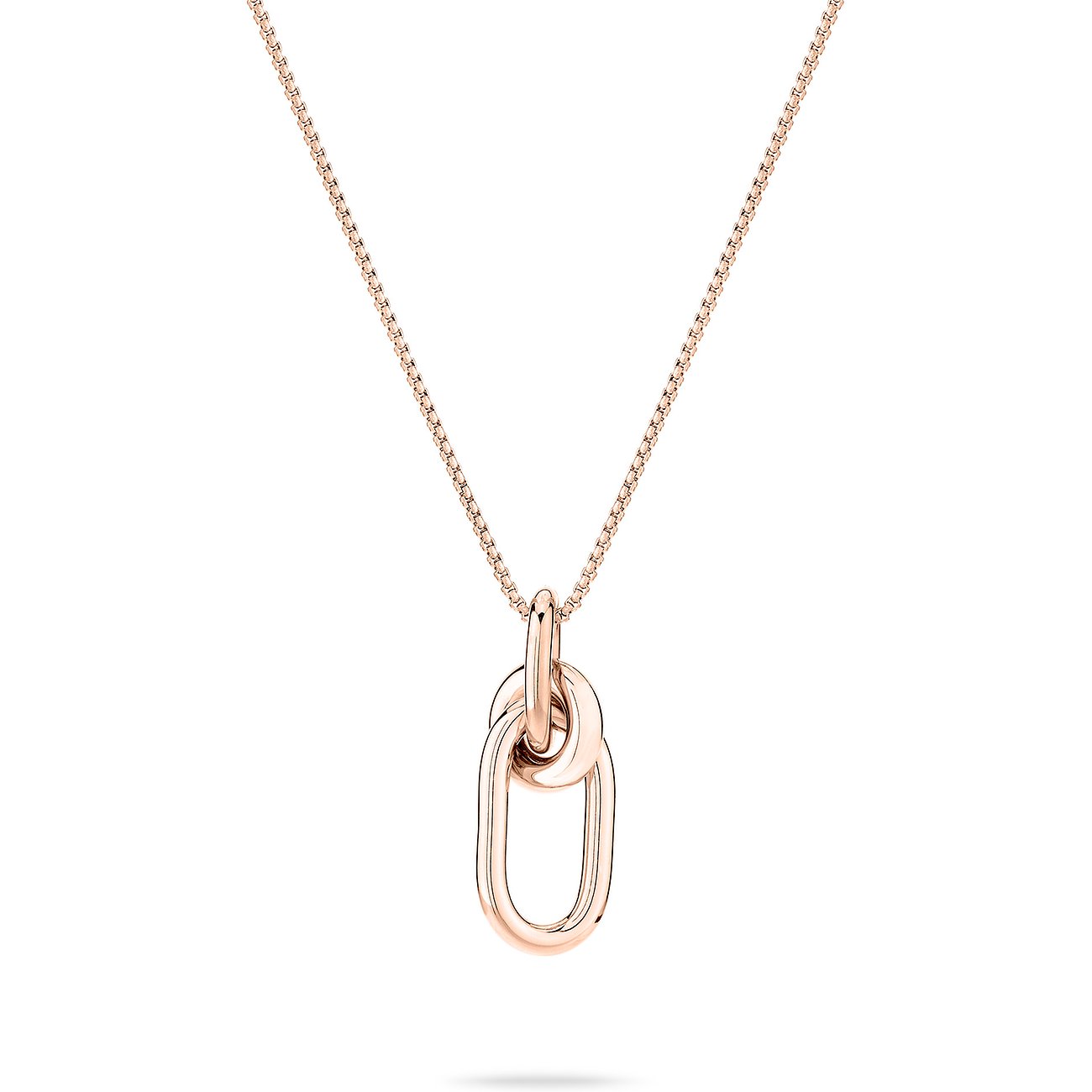 Liebeskind halsband i rostfritt stål, roséfärgat, med länkhänge.