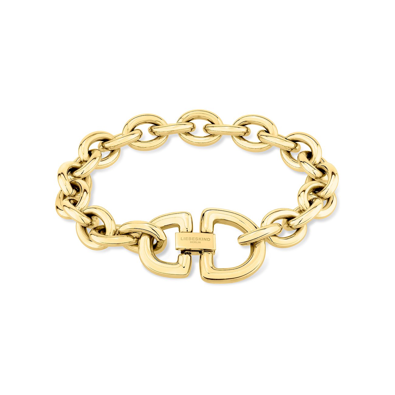Liebeskind-armband i rostfritt stål med stora ovala länkar och ett distinkt lås.