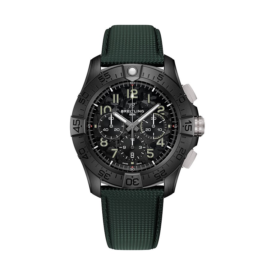 Breitling Chronograph Avenger B01 Chrono 46 Night Mission SB0148101B1X1, Herren, Keramik, Armband: Leder, Automatik, analog