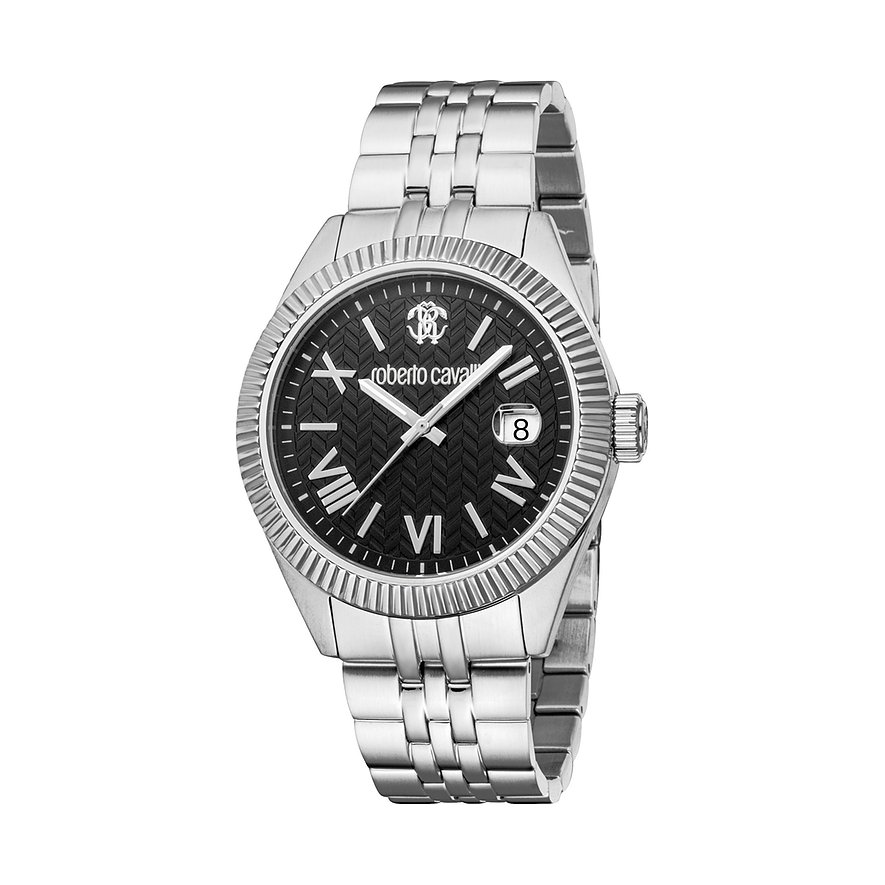 Roberto Cavalli Herrenuhr Uomo Classico III RC5G113M0055, Herren, Edelstahl, Armband: Edelstahl, Quarz, analog