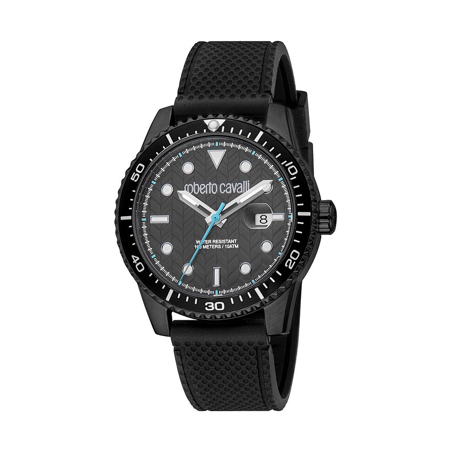 Roberto Cavalli Herrenuhr Uomo Trend II RC5G084P1045, Herren, Edelstahl, Armband: Silikon, Quarz, analog