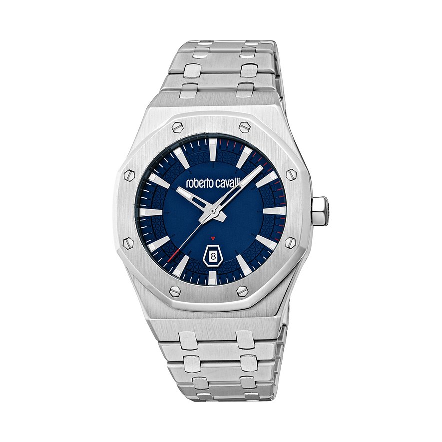 Roberto Cavalli Herrenuhr Uomo Ottagono RC5G102M0065, Herren, Edelstahl, Armband: Edelstahl, Quarz, analog