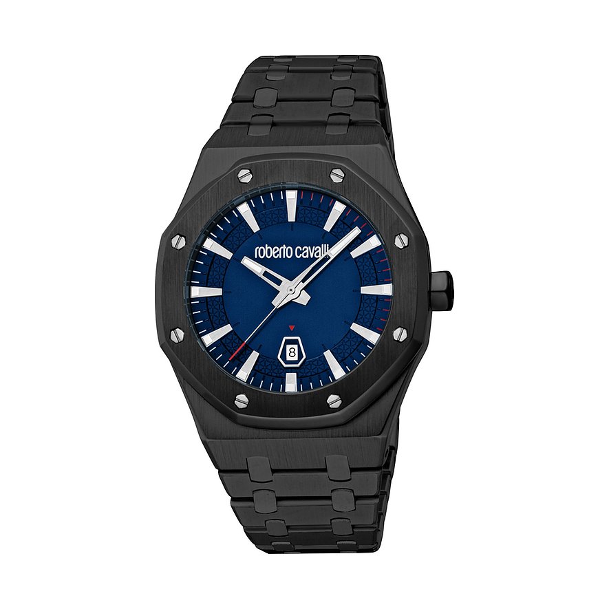 Roberto Cavalli Herrenuhr Uomo Ottagono RC5G102M0075, Herren, Edelstahl, Armband: Edelstahl, Quarz, analog