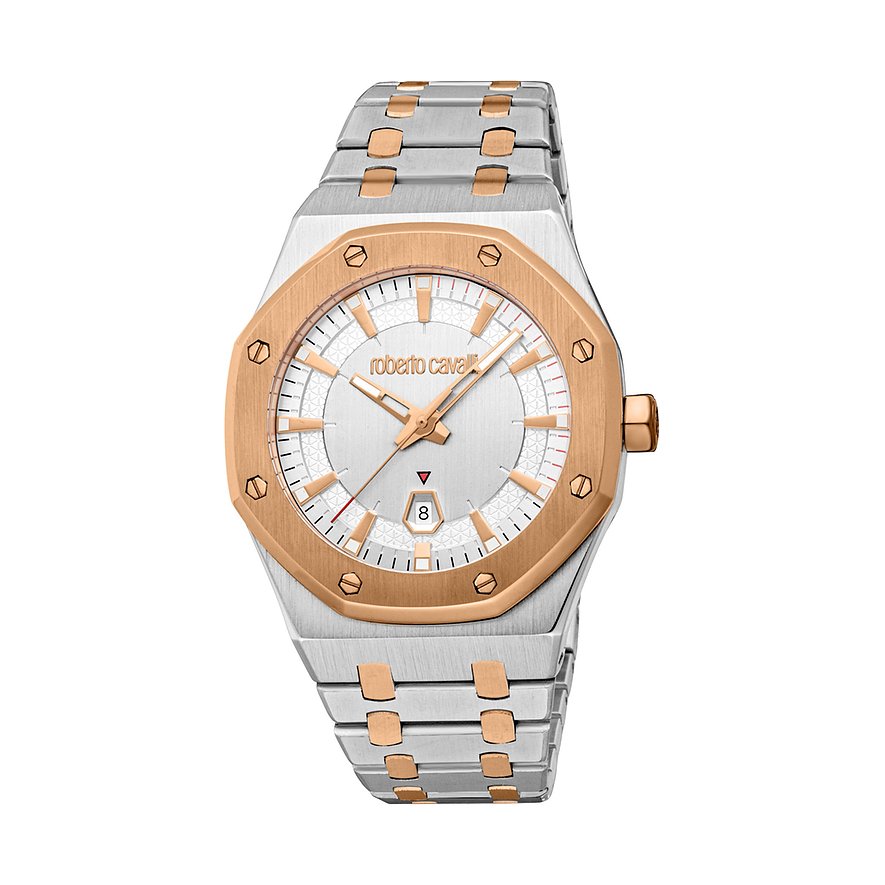 Roberto Cavalli Herrenuhr Uomo Ottagono RC5G102M0085, Herren, Edelstahl, Armband: Edelstahl, Quarz, analog