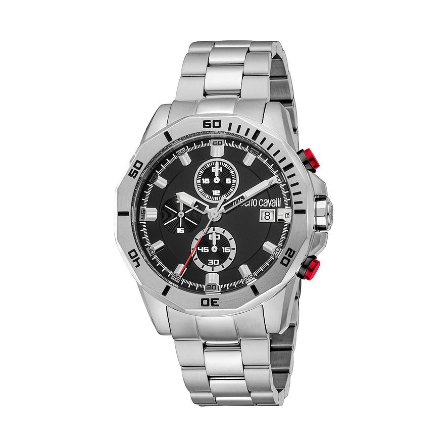Roberto Cavalli Herrenuhr Uomo Sport III RC5G109M0065, Herren, Edelstahl, Armband: Edelstahl, Quarz, analog