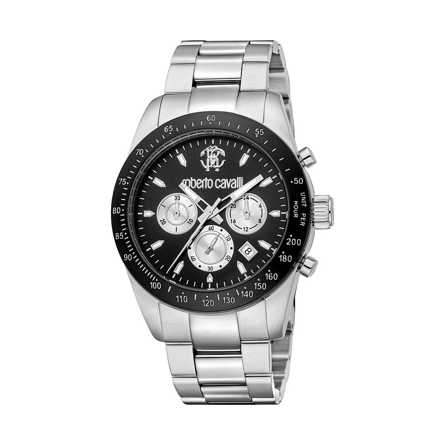 Roberto Cavalli Herrenuhr Uomo Chrono RC5G046M1065, Herren, Edelstahl, Armband: Edelstahl, Quarz, analog